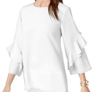 Alfani Womens Ruffled-Sleeve Pullover Blouse